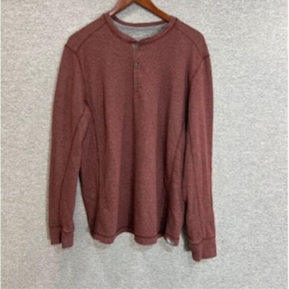 Eddie Bauer Men's Long Sleeve Shirt Size Large Maroon Henley Buttons - Picture 10 of 11